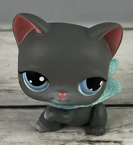 Littlest Pet Shop graue hochgezogene Pfote Katze blaue Augen LPS #74 - Bild 1 von 5