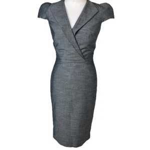ANDRA ANGELOZZI women grey lined smart dress uk 8 pencil office  - Picture 1 of 5