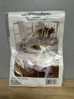 Herrschners Needlepoint #11-021 Butterflies & Ivy Tablecloth New Sealed - Image 1 of 2