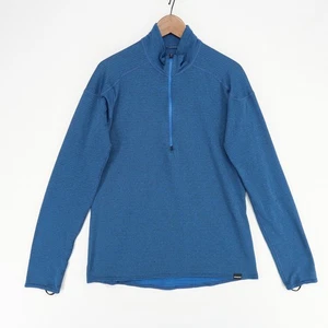 Patagonia Capilene 4 1/2 Zip Pullover Mens Large Blue Expedition Weight Flaws* - Picture 1 of 12