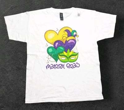 Camiseta de Mardi Gras para niñas jóvenes talla M máscara/corazones nueva sin etiquetas Foto 1 de 4