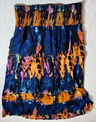 Nieman Marcus Blue Orange Pink Tie Dye Maxi Skirt with Slit Size Medium Classic - Изображение 1 из 4