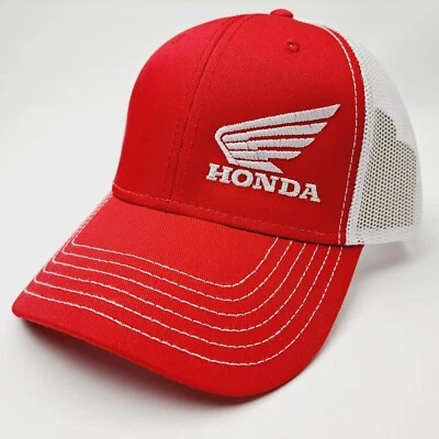 Gorra curva Bill para motocicletas Honda Trucker malla Snapback roja y blanca  Foto 1 de 4