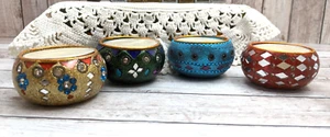 Indian Diwali Festival of Lights Suhda Style Mirrored Tea Light Set Nat Geo - Picture 1 of 12