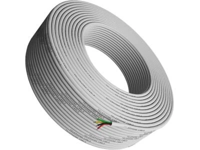 Phone Cable 300ft Rounded White Roll 100m Long 4x1/0.4 26 AWG Gauge Solid Wir... - Image 1 of 4