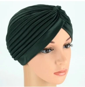 Ladies Turban Hat Cancer Chemo Hair Loss Cap Women Muslim Hijab Head Scarf Green - Picture 1 of 8