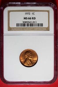 1972 NGC MS66 RD Lincoln Memorial Cent #B48865 - Picture 1 of 2