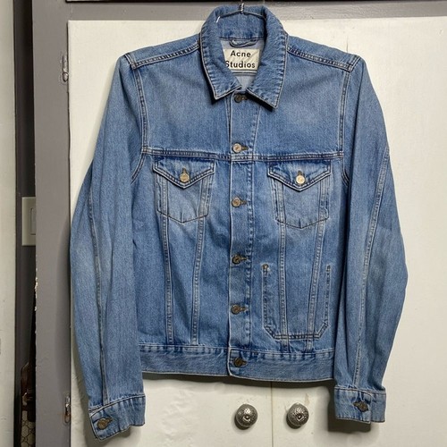 acne studios uomo Jam LT giacca trucker denim vintage 52 XL 100 cotone blu
