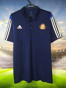 Sunderland Training Jersey Football Polo Shirt Blue Adidas Mens Size 2XL - Picture 1 of 9