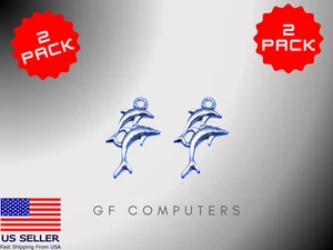 Charm Bracelet Double Dolphin Tibetan Silver Necklace Pendant DIY Jewelry - Picture 1 of 5