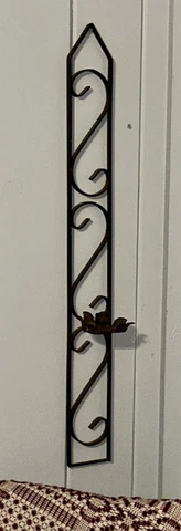 Antique Hand Forged Iron Candle Holder Wall Sconce Folk Art AAFA 30” Cover