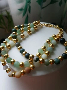 Armband 74 kt Multi Edelstein drei Strang vergoldet - Bild 1 von 7