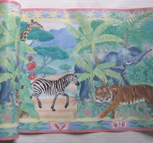 Laura Ashley Wallpaper Border Amazon 4 Rolls 40 Yds Total Jungle Animals Kids - Picture 1 of 4