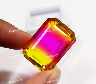 92 Ct Doublet Glass Stone Multi Color Tourmaline Emerald Stone Loose Gemstone - Image 1 of 4