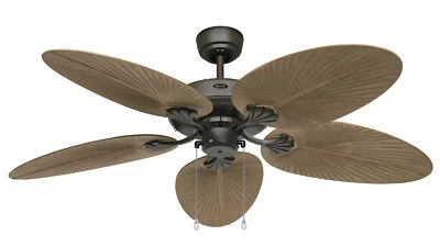 Outdoor Ceiling Fan Classic Bronze Palm Tree Exterior Area Fan Terrace IPX4 - Image 1 of 4