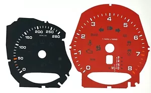 Porsche Macan speedometer dials (replacement from 175MPH to 280km/h) black/red - Picture 1 of 3