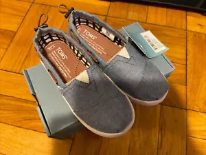 Toms Youth 12 Boys Girls Canvas Chambray Bimini Shoes New In Box With Tag - Picture 1 of 6