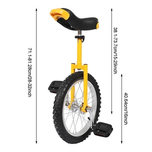 16'' Unicycle Adjustable Seat Balance Exercise Training Wheel Unicycle 110lbs - Picture 1 of 16