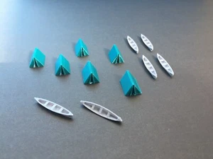 ¡Vamos a acampar! JUEGO DE 6 TIENDAS DE CAMPAÑA Y 6 CANOAS - Escala N 1:160 - No se requiere montaje - Imagen 1 de 4