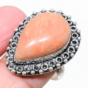 Orange Aventurine Gemstone 925 Sterling Silver Jewelry Ring Size 10 d262 - Picture 1 of 6