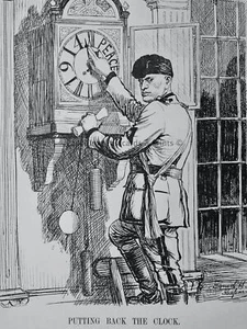 1935 Vintage Print WAR - PUTTING BACK THE CLOCK - 1914 PEACE - Picture 1 of 2