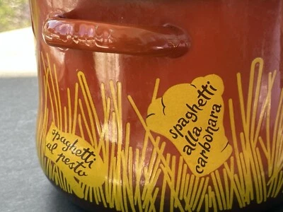 VTG  RARE MCM Orange ENAMEL Stock POT LID STRAINER STEAMER Boiler Pasta Lobster - Image 1 of 4