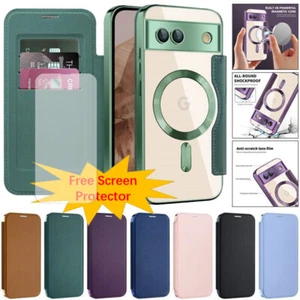 Case For Google Pixel 9 Pro XL 8A 7A Magnetic Card Holder Cover Screen Protector - Picture 1 of 70
