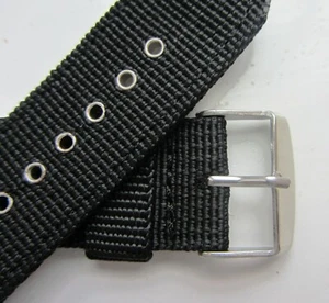 20mm Black Military Webbing Canvas Watch Strap Band Bracelet BNWOT - Picture 1 of 3