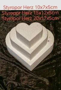 Styropor Herz-Torte Set 3-stöckig 10cm 15cm 20cm H 5cm - Bild 1 von 2