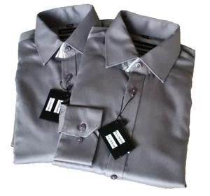 Camisa Bellissimo 15 Gris Para Hombre Manga Larga Con Botones Nueva Con Etiquetas Lote de 2 Sin Arrugas - Imagen 1 de 9