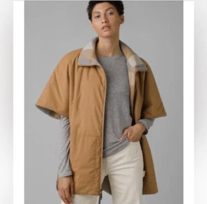 NEW prAna CAMEL NORTH ROYAL REVERSIBLE WATERPROOF CAPE JACKET SZ S SMALL - Picture 1 of 13