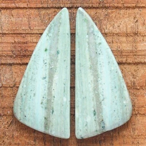 Par de piedras preciosas sueltas de ágata de encaje verde natural de 25,85 quilates 37 mm X 15 mm aprox. - Imagen 1 de 6