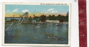 Vintage Leinen Postkarte The Spa Swimming Pool Russells Point Ohio - Bild 1 von 1