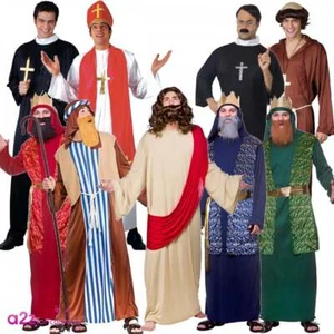 Mens Priest Vicar Monk Jesus Pope Joseph Wise Man Religious Adult Fancy Dress - Picture 1 of 40