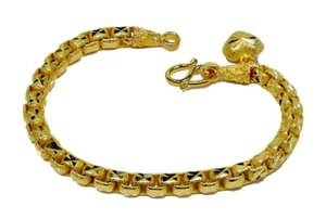 Brazalete veneciano corte diamante 7,25" 5,5 mm oro 22K 24K GP hecho en tailandés GT73 - Imagen 1 de 4