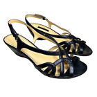 Ecco Dijon Strappy Wedge Sandals Size 7 - 7.5 EU 38 Black Leather Buckle Heels