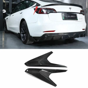 For Tesla Model 3 2017-2022 Gloss Carbon Fiber Rear Window Spoiler Wind Knife - Picture 1 of 5