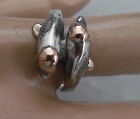 STERLING RING WITH 18KT  GOLD DOLPHIN DESIGN RING SIZE 9