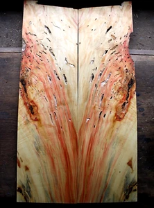 Curly red flame box elder maple drop top .36" thk bass guitar tonewood 2508 - Picture 1 of 14