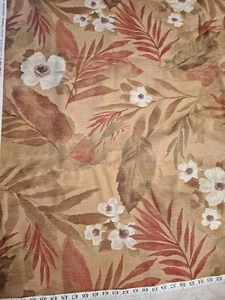 5.75 YDS x 54"W 5th Ave Covington Floral Ferns Fabric Screen Print Red Green Tan - Picture 1 of 6
