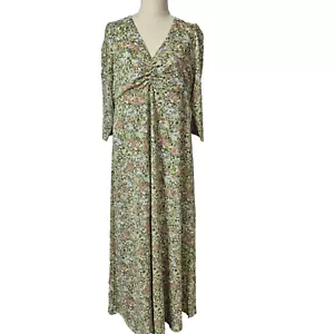 Only Maxi Dress Womens Size XL Sage Boho Floral Stretch Tanita BNWT 3/4 Sleeve - Picture 1 of 6