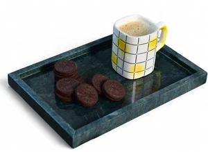 Bandeja de mármol en forma rectangular para servir cocina, mesa de comedor - Imagen 1 de 10