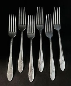 6 Tafelgabeln Oneida Silverplate QUEEN BESS II 1946 TUDOR PLATE TOP! - Bild 1 von 5