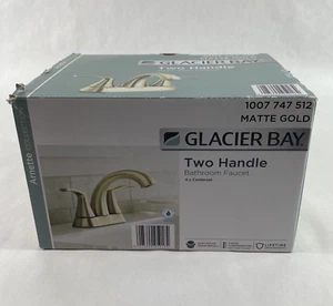 Glacier Bay Arnette 4 in. Matte Gold Centerset Arc Double Handle Bathroom Faucet - Picture 1 of 5