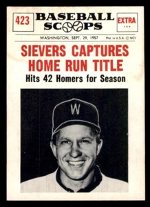 1961 Nu-Card Scoops Baseball #423 Sievers Captures Home Run Title VG - Picture 1 of 2