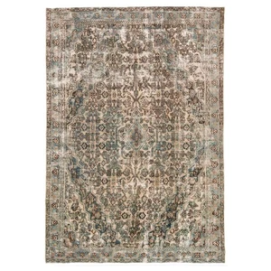 Vintage 250x178 cm Handgeknüpfter Perserteppich Orient Carpet Rug Modern Beige - Picture 1 of 11