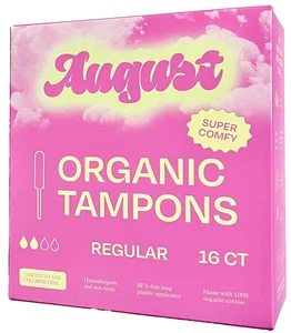 August Super Comfy Organic Unscented Tampons, Regular, 16 Count - Picture 1 of 2