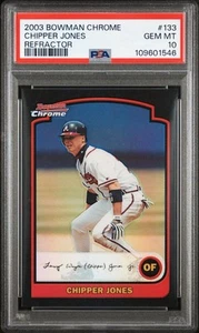 2003 BOWMAN CHROME 133 CHIPPER JONES REFRACTOR PSA 10 BRAVES! **POP 8** - Picture 1 of 2