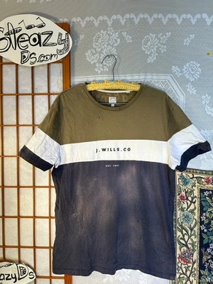 Camisa J Wills Co Hombres Mediana Colorblock Rayas Desgastada Foto 1 de 4