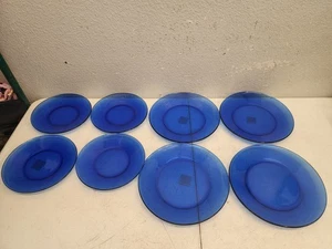4 Anchor Hocking Cobalt Blue Glass Dinner Plates 10" - Picture 1 of 15
